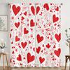 2pcs Red and White Heart-shaped Patterned Curtains   Classic Romantic Bedroom and Living Room   with Decorative Drawbar Pockets