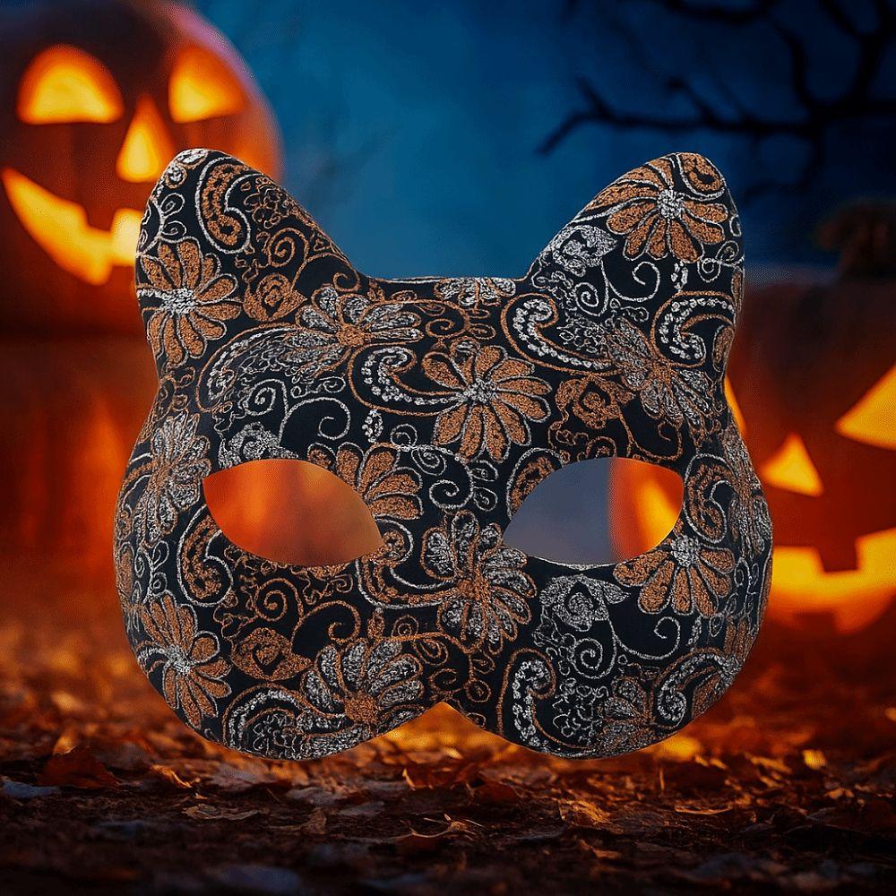 Plastic Cat Face Masks Animal Half Face Mask Funny Halloween Masquerade Mask Makeup Party