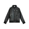 Men's T7 Faux Leather Baseball Jacket Black White 636319-01