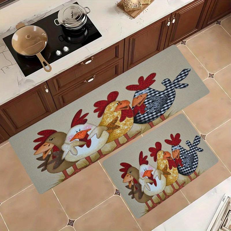 1Pcs Anti Fatigue Kitchen Rugs,Chicken Print Waterproof Non-Slip Thick Cushioned Kitchen Mat Heavy Duty Comfort Standing Mat for Kitchen