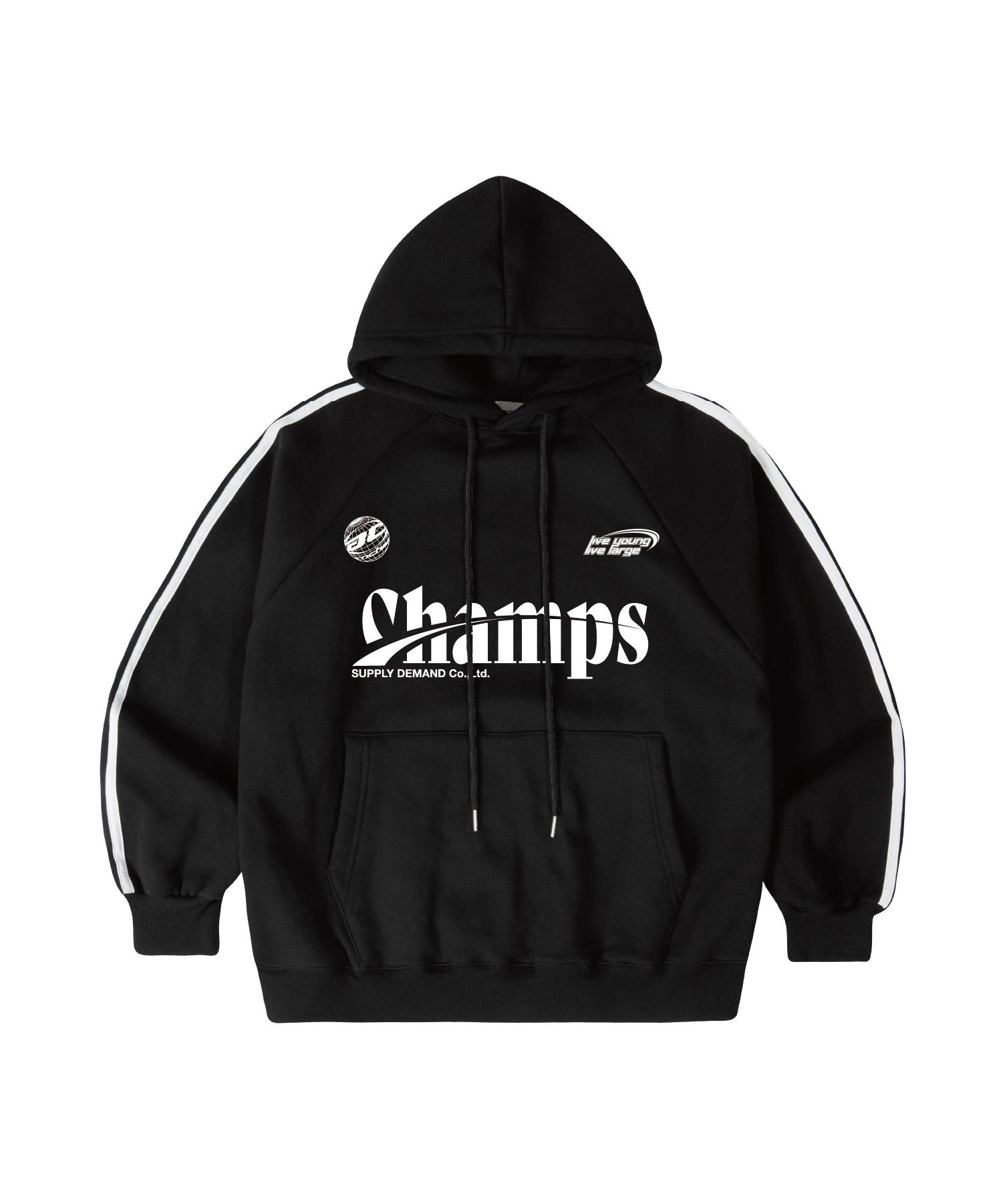 Bonchams [2 Colors] Chmps Sporty Logo Line Oversized Hoodie B25St31 Black/S