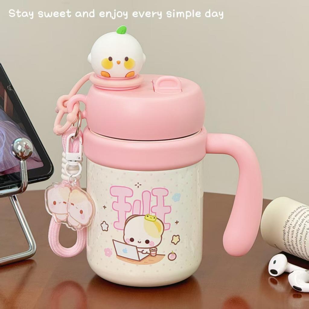 Soft Cute Kitten Thermos Cup Ins Simple Desktop Cup Office Workers Home Large Capacity Cute Non-collision Thermos Cup