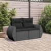 VidaXL Garden Sofa with Cushions 2-Seater, Seat with Backrest, Patio Furniture Backyard Terrace Outdoor, Black 365991