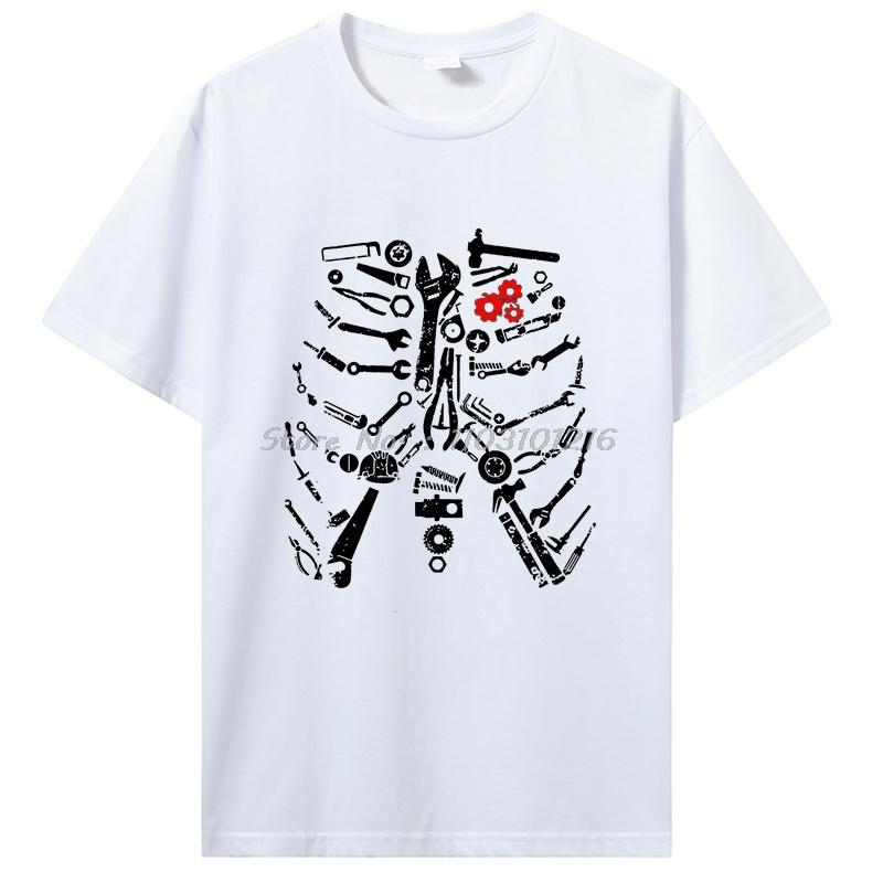 Mechaniker Skelett T-Shirt Handwerker Mechaniker Werkzeuge Lustige Unisex Oberteile Baumwolle Kurzarm T-Shirt Herrenbekleidung Übergroße T-Shirts