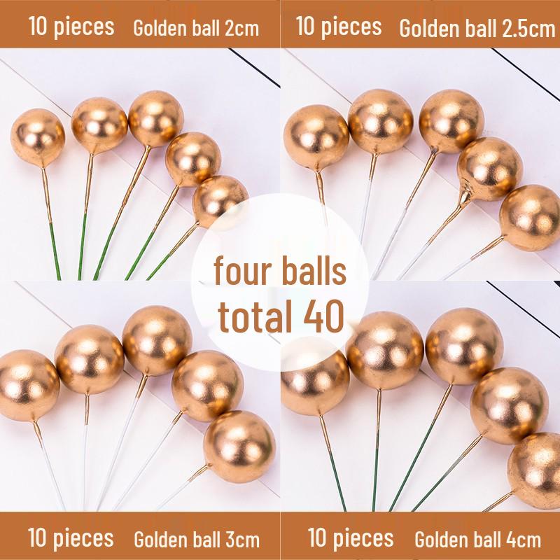 100pcs Cake Toppers: Gold, Silver, and Colorful Balls for Birthday Party Decorations