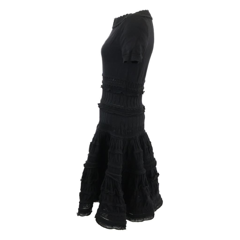 ALAIA [Domestically Authorized] AA9R2187CM626 Crinoline Flare Fine Knit Mini Skater Dress / dress 38 blackUsed