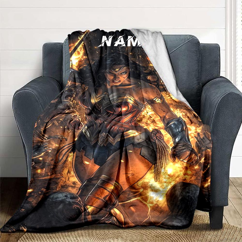 Custom Name Captain America's patriotic shield. blanket for Couch & Bed, Plush Cozy Fuzzy Blanket Super Soft & Warm Blankets for Fall and Winter. 0908