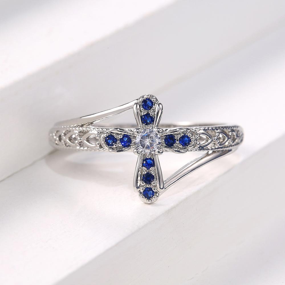 Rings, Crosses, Hollow Zircon Rings, Women'S Ring Accessories