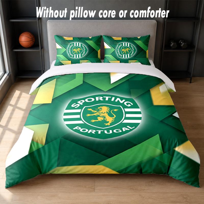 Sporting CP FC Design Bed Bedding Set 1 Duvet Cover + 2 Pillowcases Soft Breathable Household Bed Linens