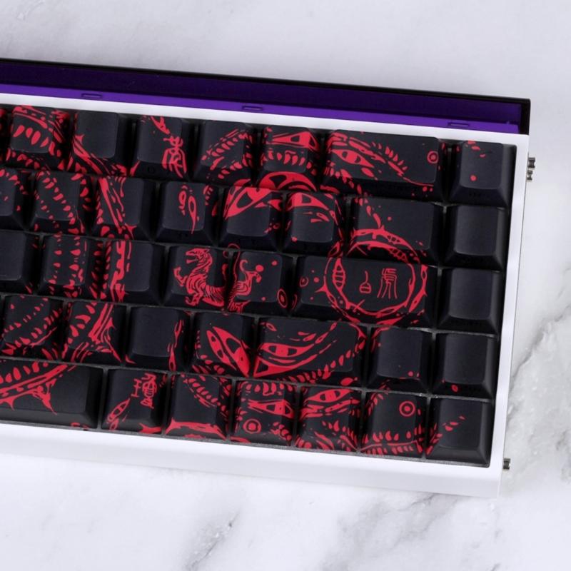 Side Printed Keycaps Intricate Pattern Theme for 60% 68% Mechanical Keyboards Heat Sublimation Printing