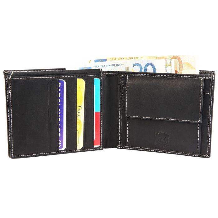 Portefeuille - EXCELLANC - Gabriel - Cuir véritable - Format horizontal - 10 fentes cartes