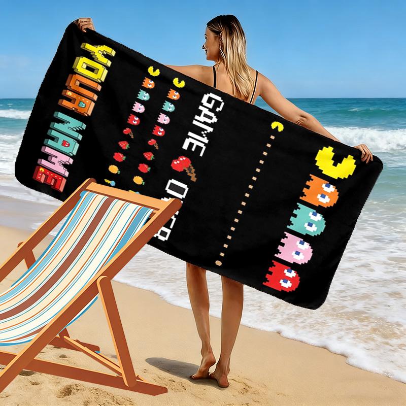 Name Custom PACMAN Print Beach Towel, Large Soft Quick Dry Towel for Beach Camping Swimming