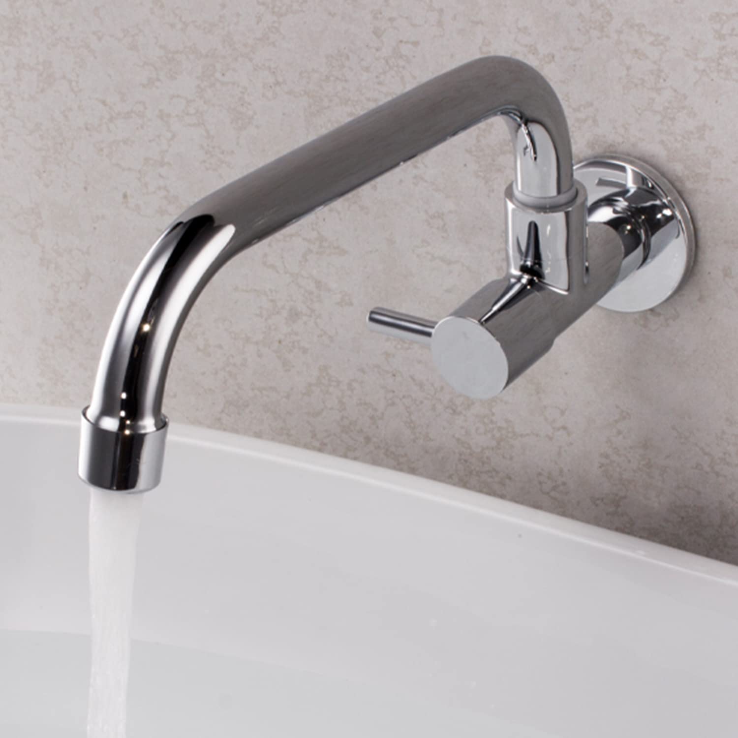

AZOS Single Handle Wall Mounted Horizontal 304 Stainless for Washbasin Faucet, Faucet, Steel,