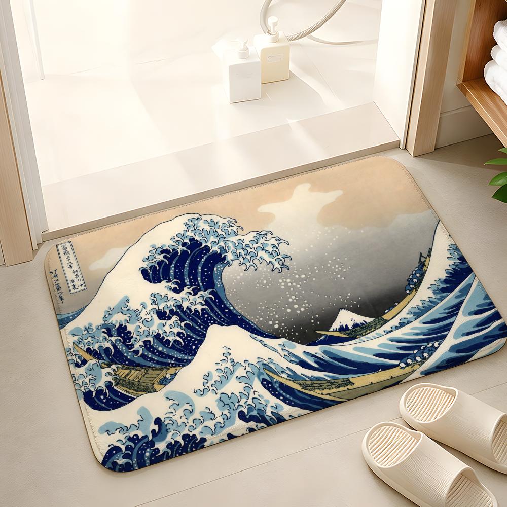 H-Hokusai O-Ohara K-Koson Floor Mat Floor Mat Soft Flannel Non-Slip Door Rug for Living Room