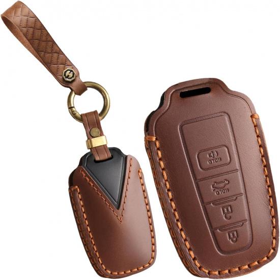 Für Toyota Ledernes Autoschlüsselanhänger-Abdeckung Hülle Passend für Toyota Highlander 2024 Camry XLE RAV4 2025 C-HR Corolla 4Runner Prius Prado GT86 Schlüsselanhänger Handgefertigt