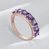 Shiny Square Purple Natural Zircon Ring For Women Trend  Rose Gold Color Bride Wedding Vintage Jewelry Best Gift