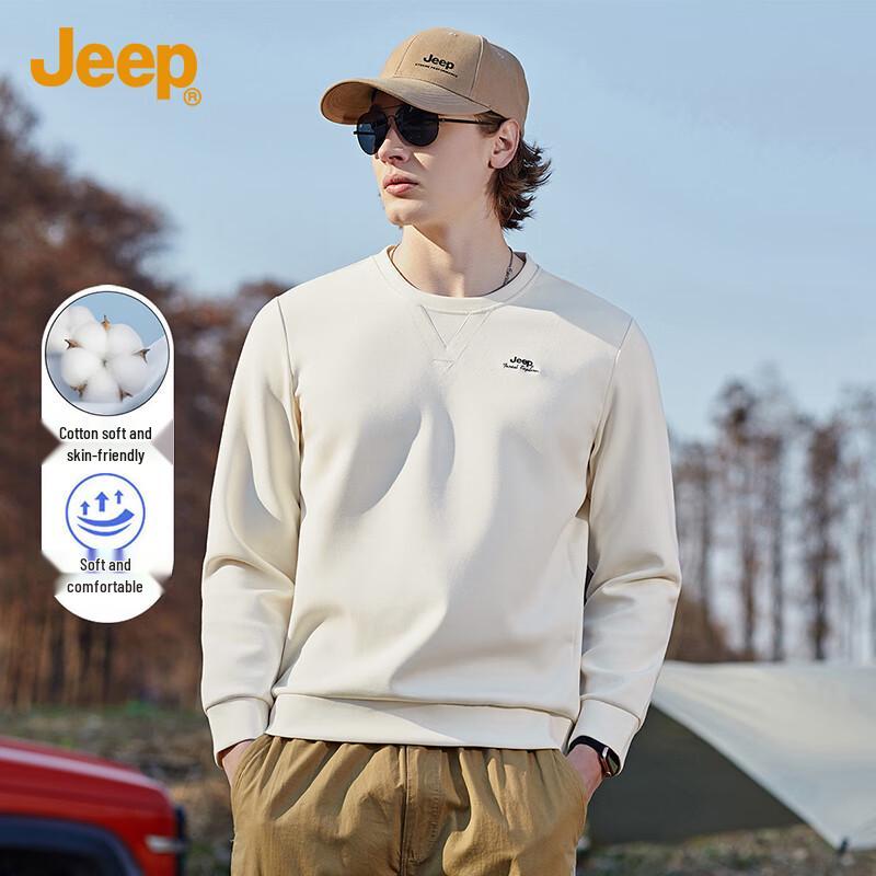 Jeep Men's Cotton Blend Round Neck Sweatshirt