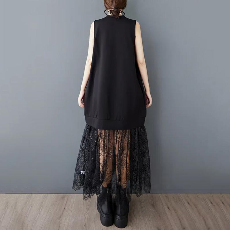 XITAO Mesh Patchwork O-neck Female Dress ZMY1165