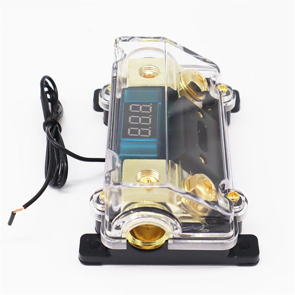 100A 2-Way Car AGU Audio Fuses Holder Distribution Block w/ Voltage LED Display