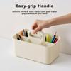 5 Compartment All-in-One Storage Basket with Handle,Plastic Desk Organizer for Pens.Office Supplies, Portable Desktop Tray
