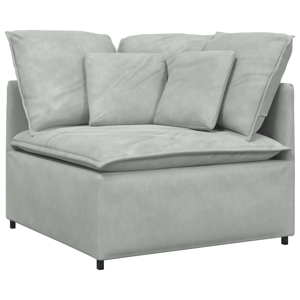 Modular Sofa with Cushions Velvet Light Grey