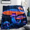 Mushroom Print Flannel Blanket, High quality Comfortable for All Seasons, Home Decor, Warmth and Comfort, Perfect for Christmas Gifts