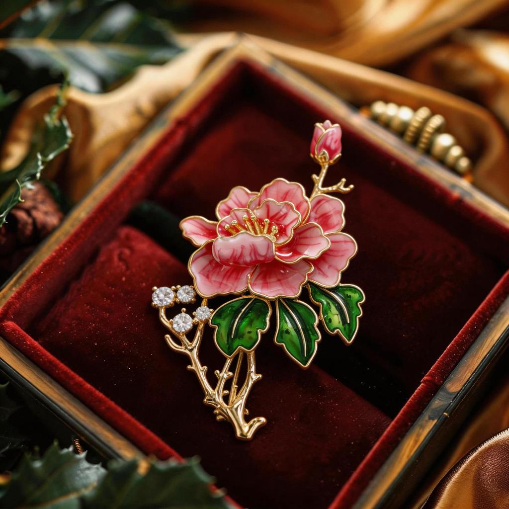 Bo Xin Yun Elegant Enamel Peony Brooch - Stylish Luxury Fashion Accessory