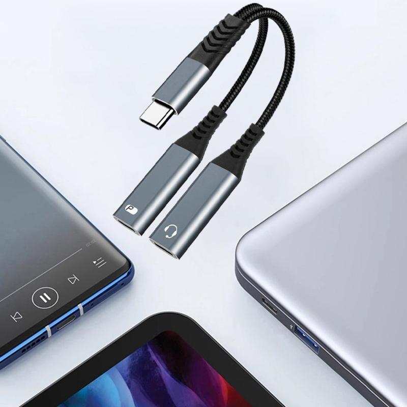 Two Port USB C To USB A OTG Cable 18W Fast Charging Braided Design Compatibles Multiple Devices