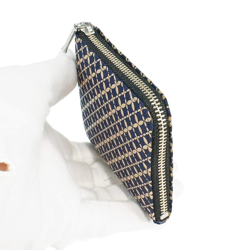 Indenya Inden Coin Purse F Coin Purse 08 Deerskin Navy Blue with White Lacquer Shippo Pattern 1008-14-179