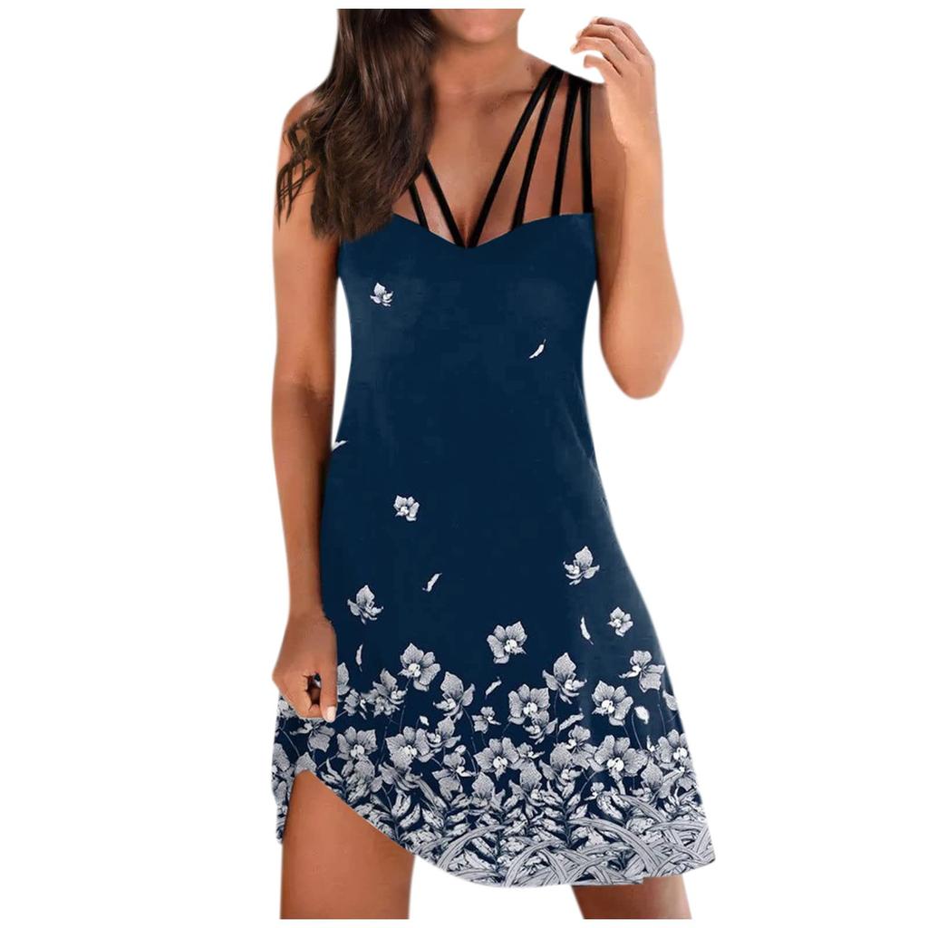 Abito elegante da donna a vita media con stampa floreale alla moda casual e spalle scoperte