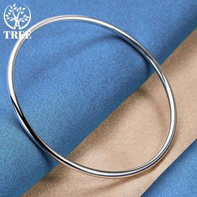 Bracelet en argent massif 925, personnalité à la mode, bracelets lisses simples, bijoux