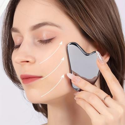 Thick Stainless Steel Dolphin Gua Sha Facial Tool Battery-Free Eye & Face Massage Board for Deep Tissue Pressure