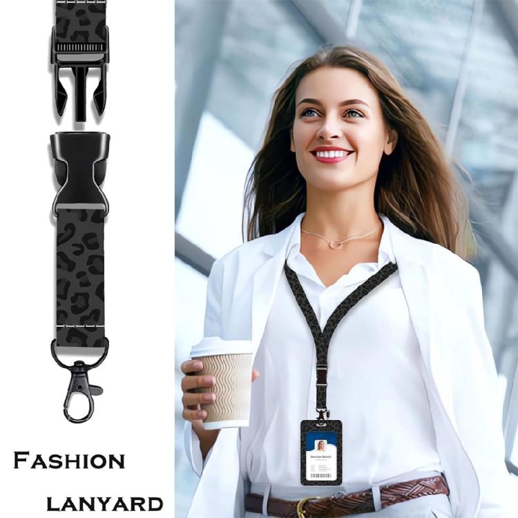 Leopards Retractable Badge Holder Waterproof ABS Card Holder With Retractable Lanyard For Corporate Business Employee