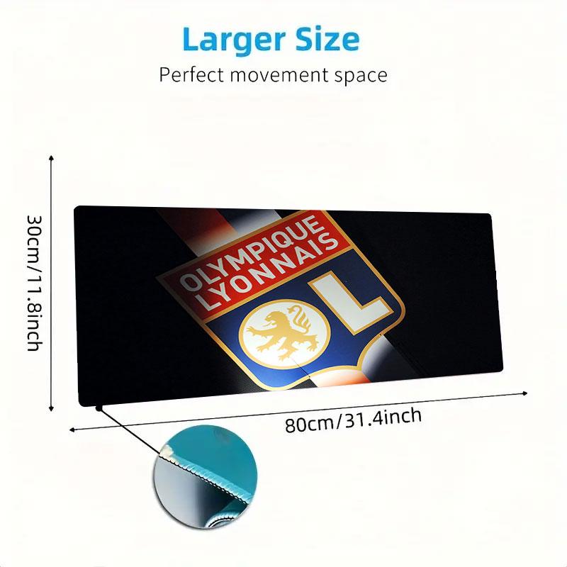 Olympique Lyonnais Football Team Mouse Pad, Large Gaming Desk Mat, Non-slip XXL Mousepad for Laptop & Tablet, Mini PC Playmat with Stitched Edges