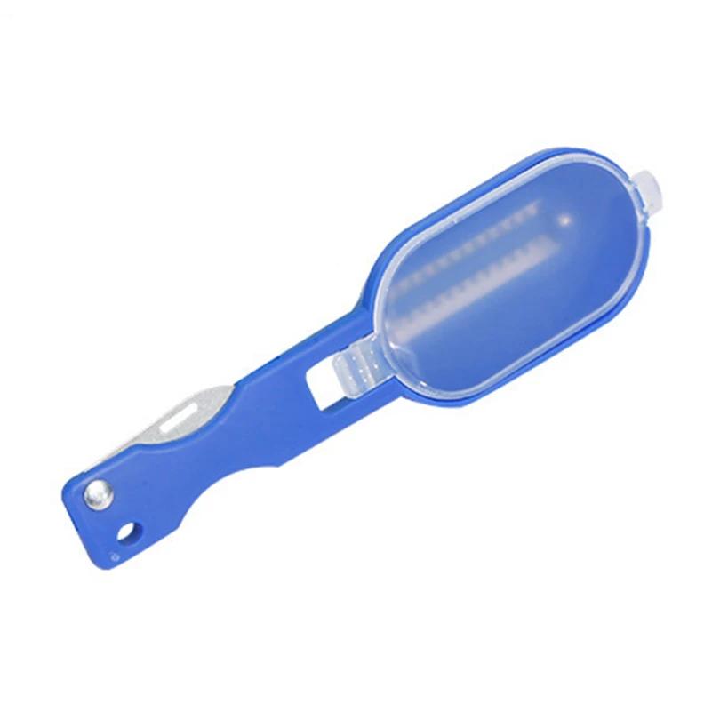 Practical Fish Scale Remover With Folding Knife Fish Scale Scraper Planer Fruit and Vegetable Peeler Kitchen Cooking Accessories синий