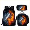 Set Scolastico Tre Pezzi Zaino Borsa Portapenne Borsa Pranzo Zaino con Immagini Street Tide Pallacanestro Calcio Set Zaino