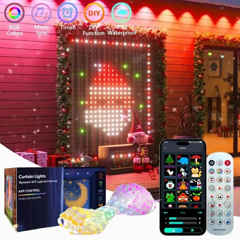 2PCS 400LEDs RGB Smart Curtain Lights with Music App Controls and Remote,LED Party Lights for Christmas and Halloween Decor