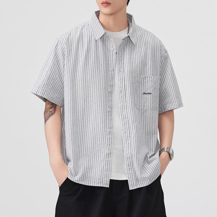 Summer Thin Japanese Retro Short-sleeved Shirt Men's American New Loose Mid-sleeved Shirt