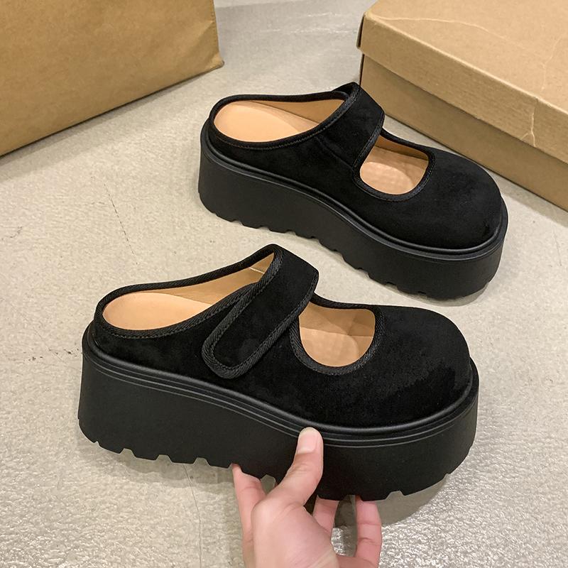 Spring New hoes Women Fashion Round Head Shallow Mouth Line with Waterproof Platform Wear-resistant Single Shoes