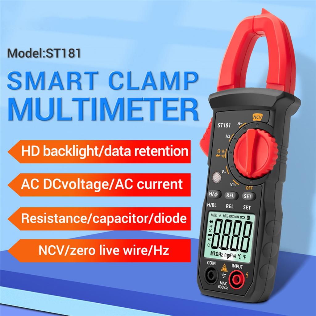 ST181 4000 Counts Digital AC Current Clamp Meter 400A Automatic Range Multimeter with Backlight Voltage Meter Clamp Gauge NCV Test Clamp Ammeter