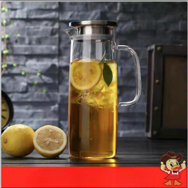 

Прозрачный стеклянный чайник с крышкой из нержавеющей стали для холодной воды, бытовой для гостиной, для приема гостей, большой емкости, для молока, сока, холодной воды 1500ml