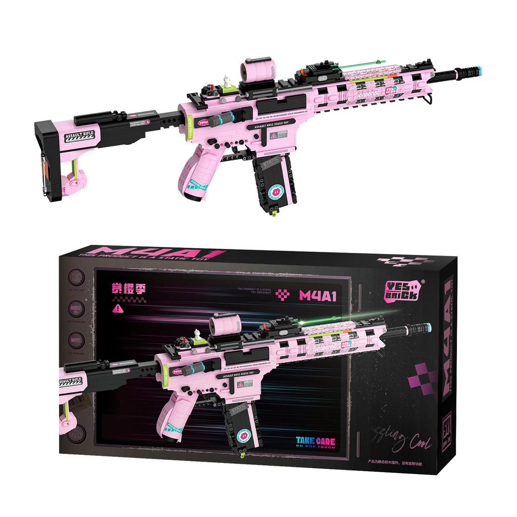 Brick Auch Simulierter Hühner-Mp-5 Dark Night Ghost Zusammengebauter Baustein Pistolenmodell Zum Senden Jungen Geschenke Ornament Spielzeug