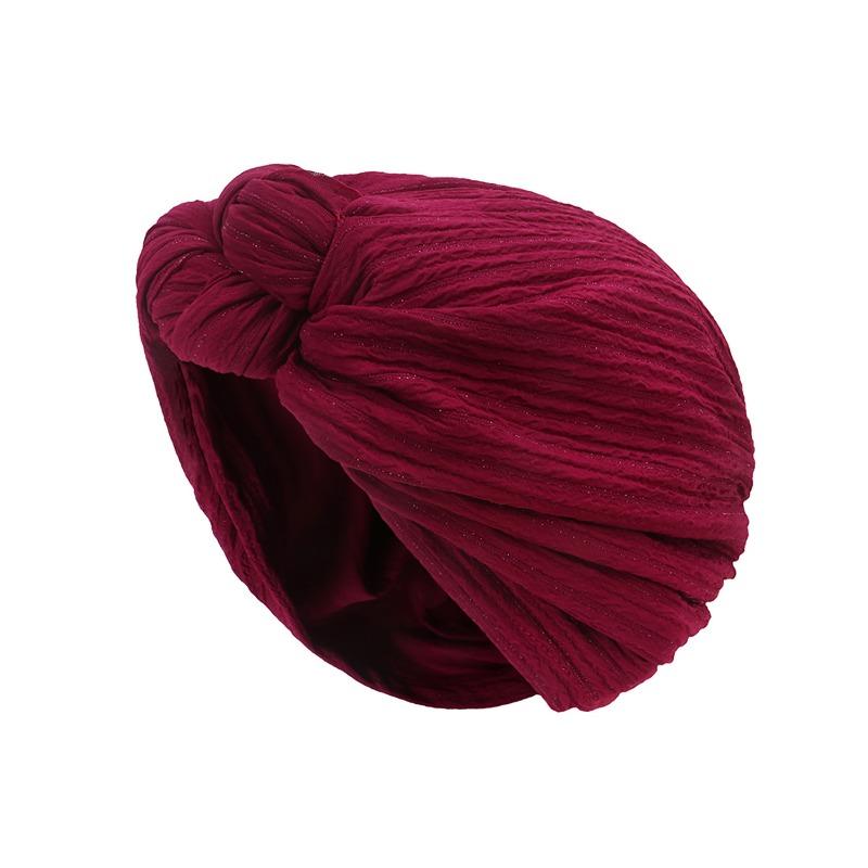 Ladies' Cross Knot Head Cap Spring and Autumn Fashion Knot Head Cap Silver Wire Wrinkled Cap