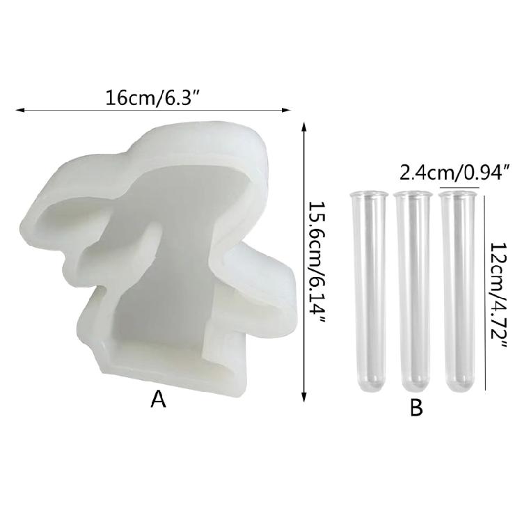 Silicone Hydroponic Flower Vase Mold 3D Easter Rabbit Decoration Molds for Home