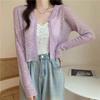 Women's Short V-Neck Knitted Cardigan - Ice Silk Sun Protection Shawl, Perfect Outer Layer for Dresses