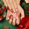 24 Stück Weihnachtskleidung Rüstung Schneeflocke Liebe Schneemann Maniküre Kurze Mandel Schleife Europäisch und Amerikanisch Lange Nagelstücke