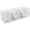 Set of 3 plastic baubles with decoration, 8 cm, white
