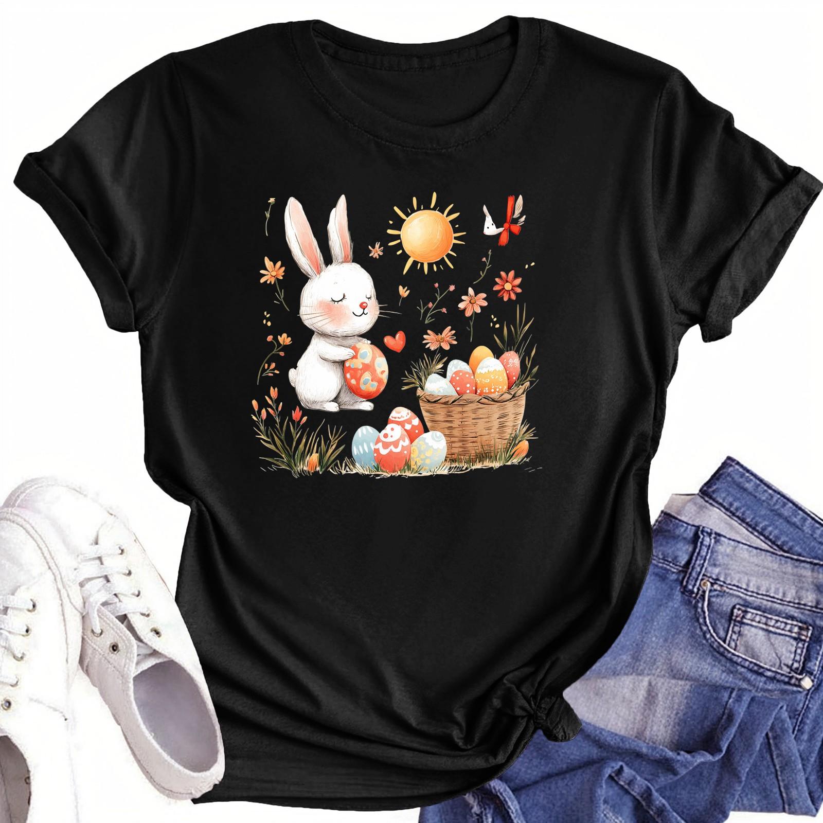 

Женская повседневная футболка с круглым вырезом и короткими рукавами с принтом S чёрный