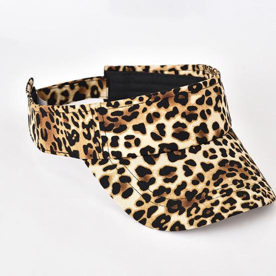 Leerer Dach Leopardenmuster Verstellbares Klettband Sonnenhut Damen Verlängerte Krempe Tennis Sporthut Modeaccessoires