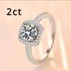 Silver 925 Platinum Plated 1-3 Carat Mozanstone 4 Claw Square Bag Birthday Ring Classic High Wedding Party Jewelry Woman Gift